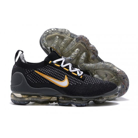 DH4086-001 Kvinnor/Män Air VaporMax 2021 Flyknit Svart Gul Skor