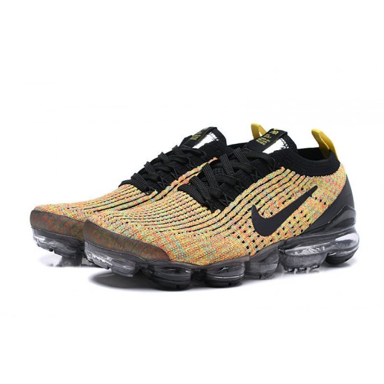 AJ6900-006 Kvinnor/Män Air VaporMax Flyknit 3 Svart Gul Skor