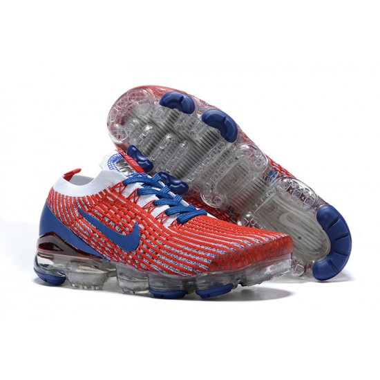 CW5585-100 Kvinnor/Män Air VaporMax Flyknit 3 Röd Blå Skor