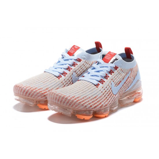 AJ6910-400 Kvinnor/Män Air VaporMax Flyknit 3 Vit Orange Skor