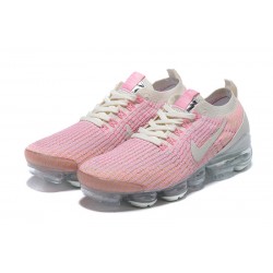 AJ6910-008 Kvinnor Air VaporMax Flyknit 3 Rosa Vit Skor 