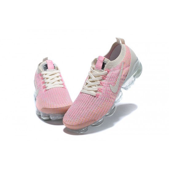 AJ6910-008 Kvinnor Air VaporMax Flyknit 3 Rosa Vit Skor