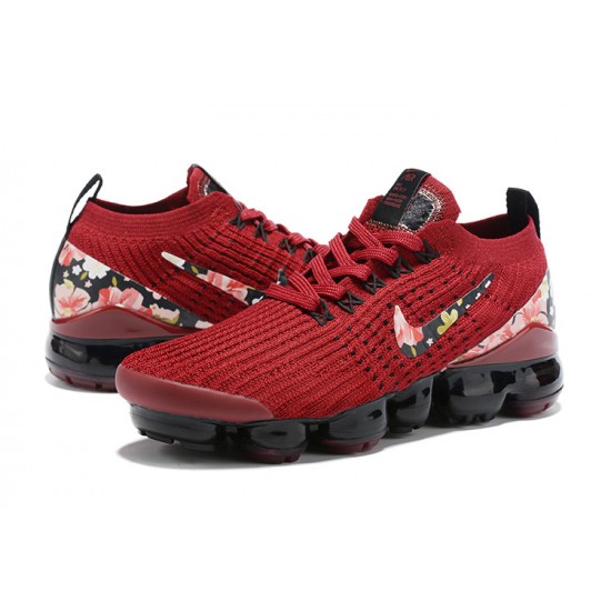 CT1274 -600 Kvinnor Air VaporMax Flyknit 3 Röd Svart Skor